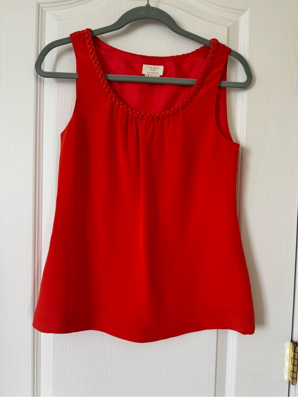 Kate Spade New York 100% Silk Braided Neck Sleeveless Top XS Red